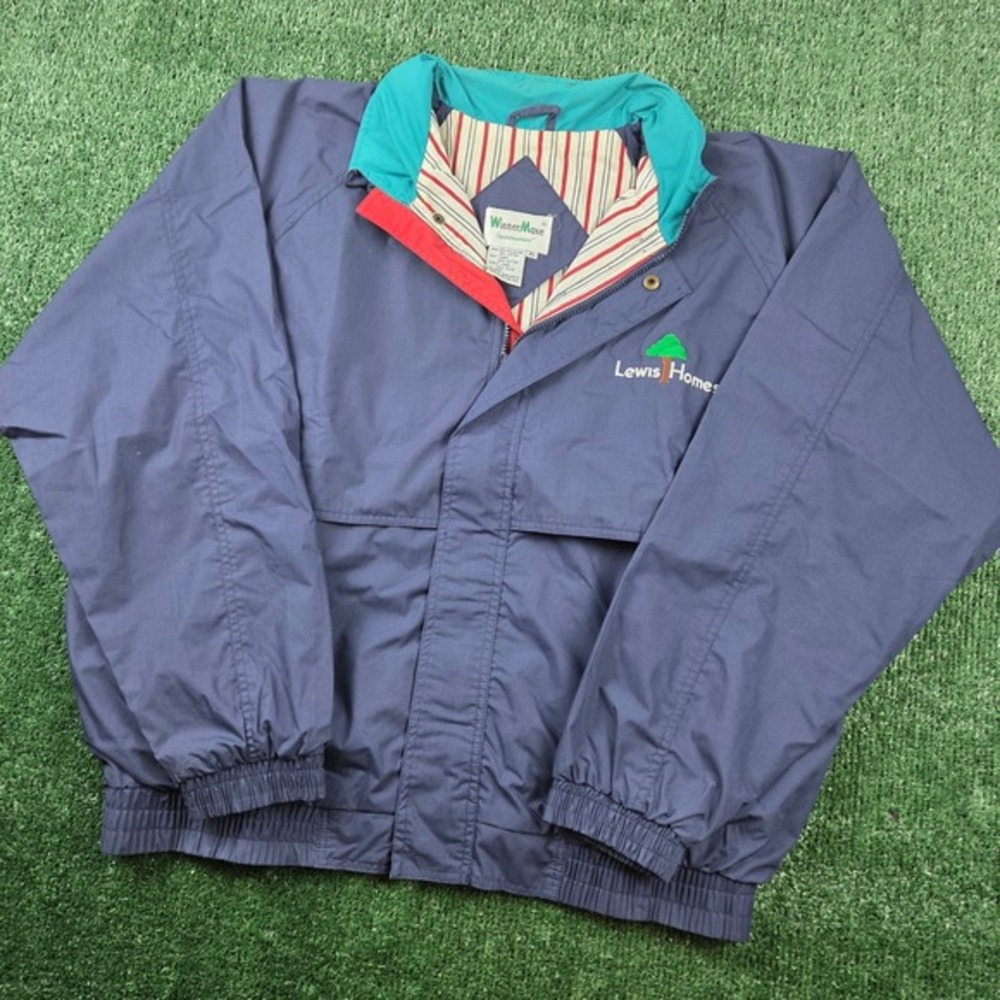 WinnerMate Sportswear Mens Vintage Windbreaker Navy‎ Blue Lewis Homes Jacket XL